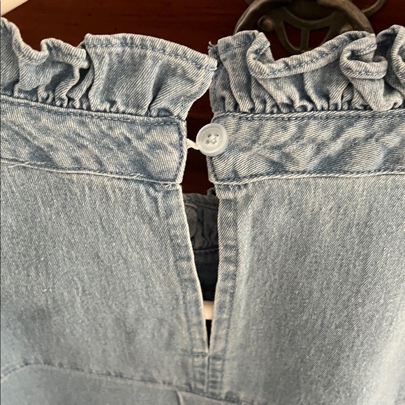 BiBi Light Blue Ruffle Sleeve Blouse NWT - Picture 6 of 10